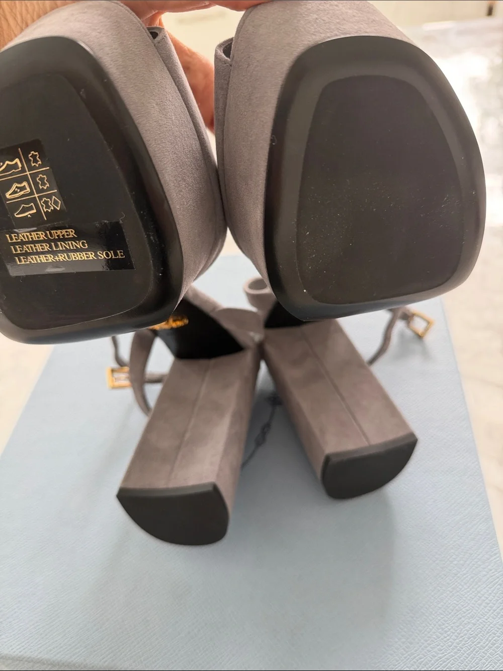 Prada Taupe Gray Suede Platform Slingback Sandals size 39